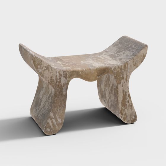 Unique Low-Polygon Stone Stool 3D model