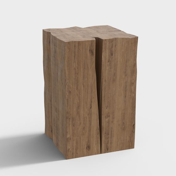 Stunning Low-Polygon Cracked Wood Stool 3D model