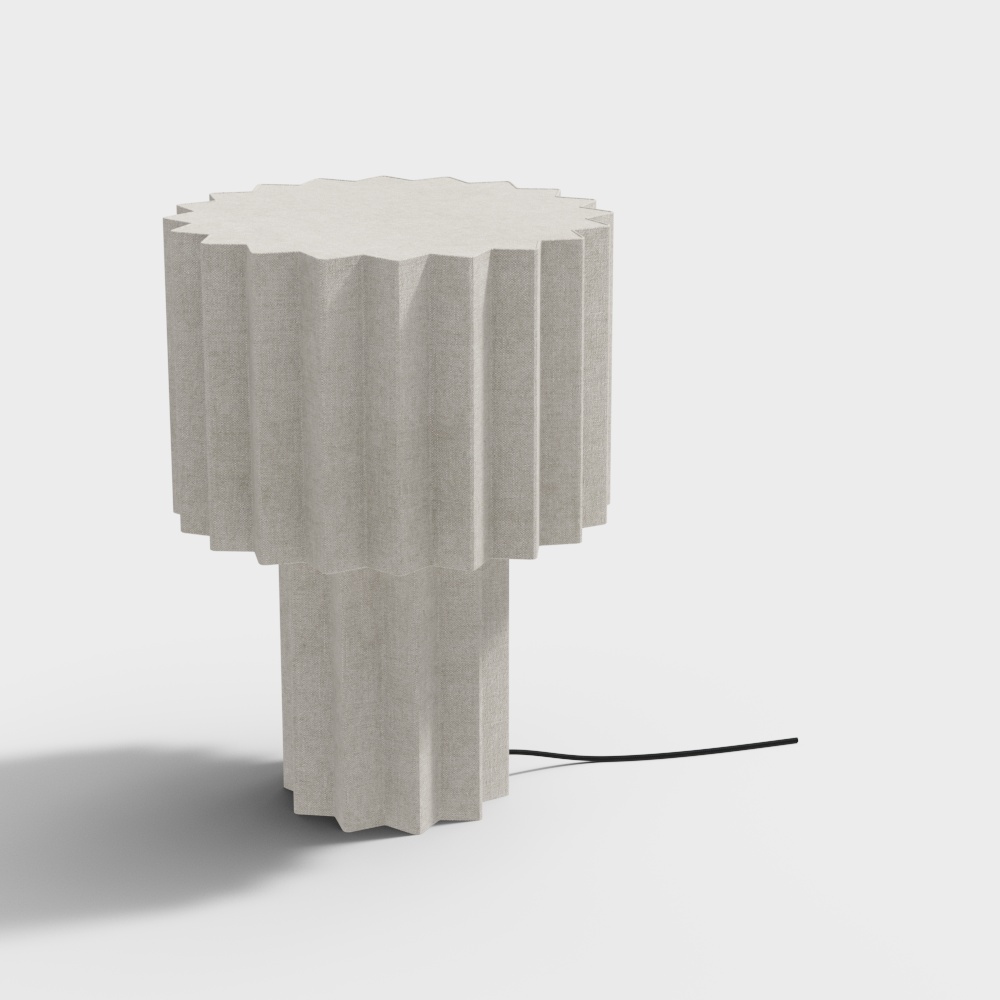 Folded Lamp Table 3D Model – Modern Gray Fabric Design