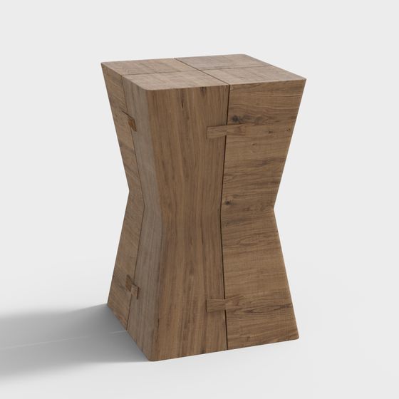 Twisted Wood Stool 3D model