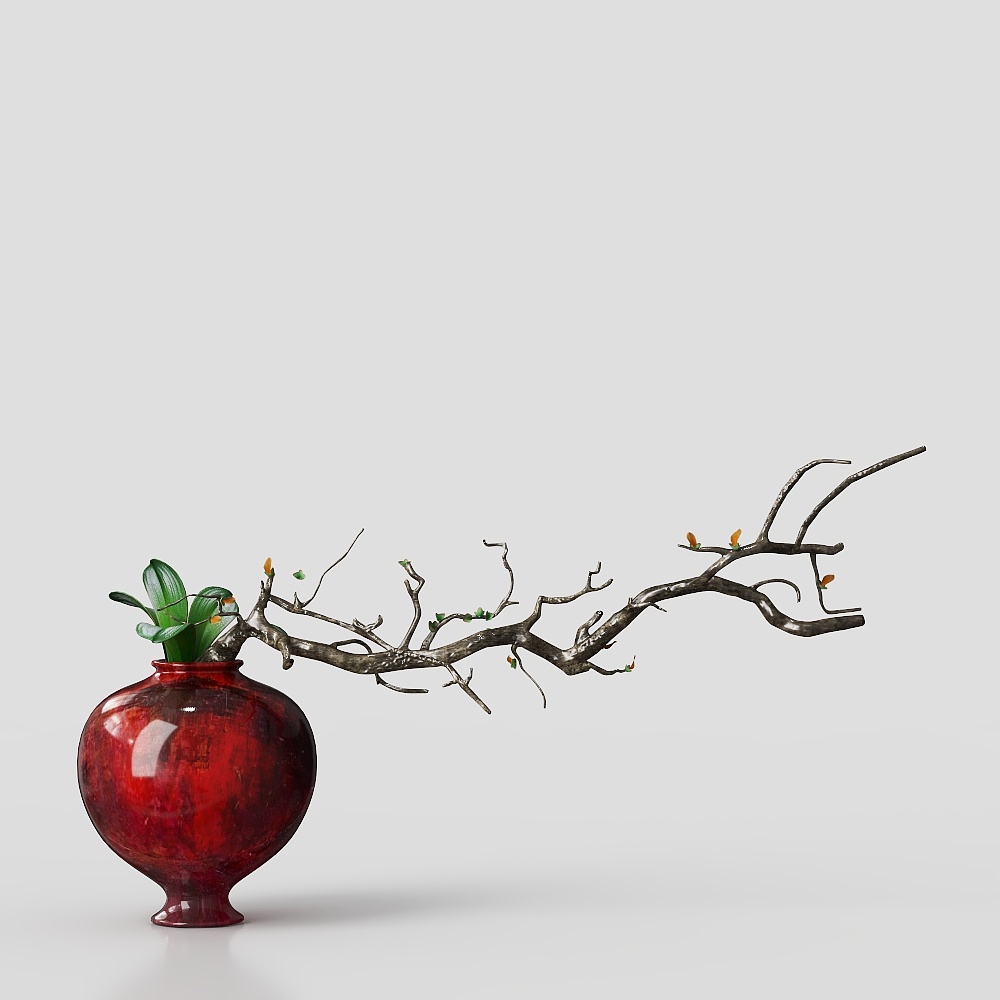 Barren Branches with Fresh Greenery 3D model