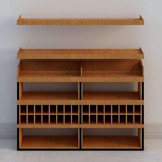 Stylish Wooden Wine Cabinet 3D model