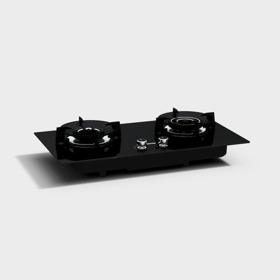 Sleek Low-Poly Gas Stove 3D model for Modern Kitchens