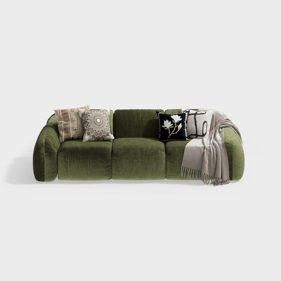 Chic Low-Polygon Sofa 3D model for Modern Interiors