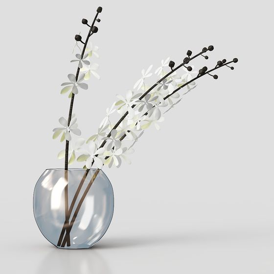 Elegant Vase and Branches 3D model for Creative Projects