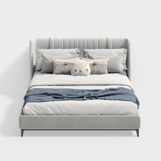 Contemporary Minimalist Bed 3D model for Stylish Spaces