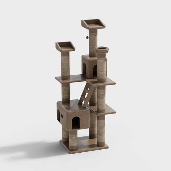 Stylish Low-Poly Cat Tree 3D Model