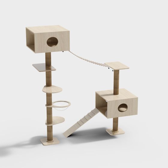 Low Poly Cat Climbing Frame 3D model