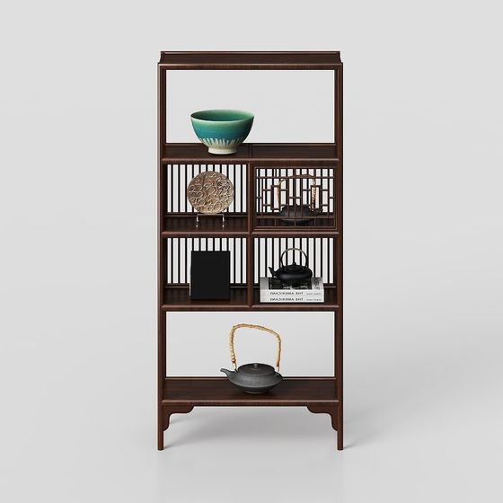 Elegant Chinese Bookshelf 3D model