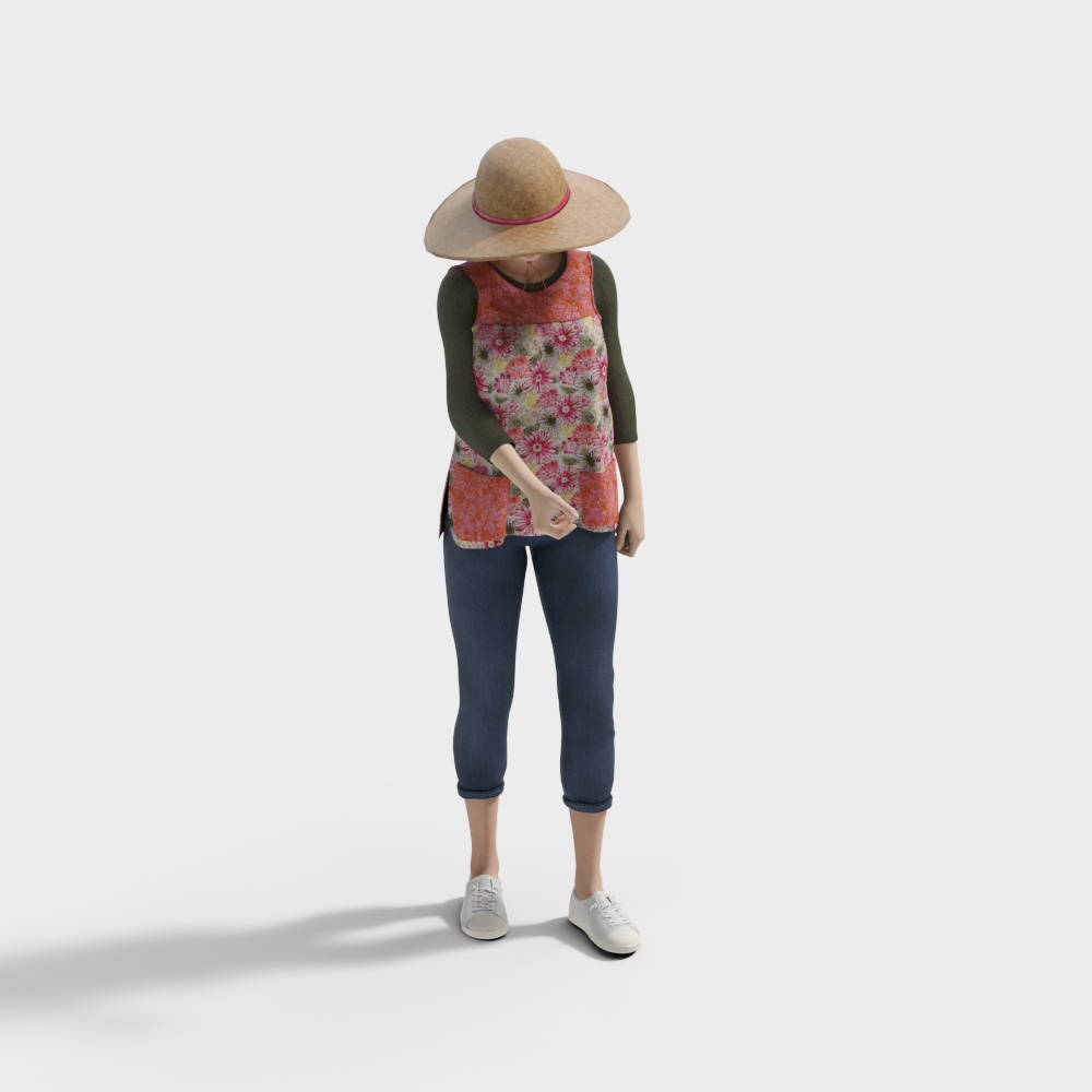 Charming Low-Poly Female Character 3D Model
