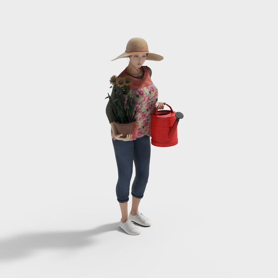 Charming Low-Poly Garden Character 3D model