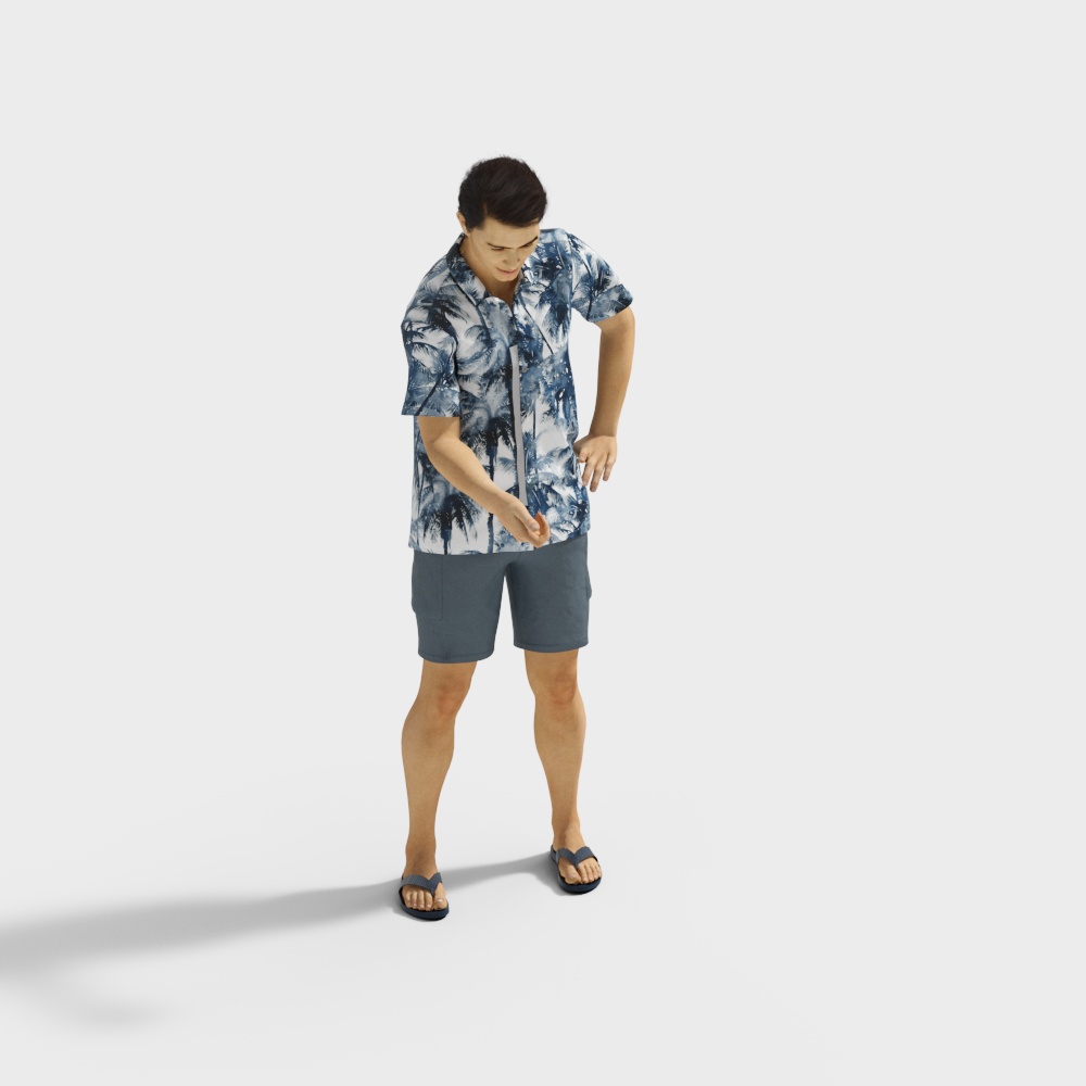 Casual Tropical Man 3D Model in Low Poly Style