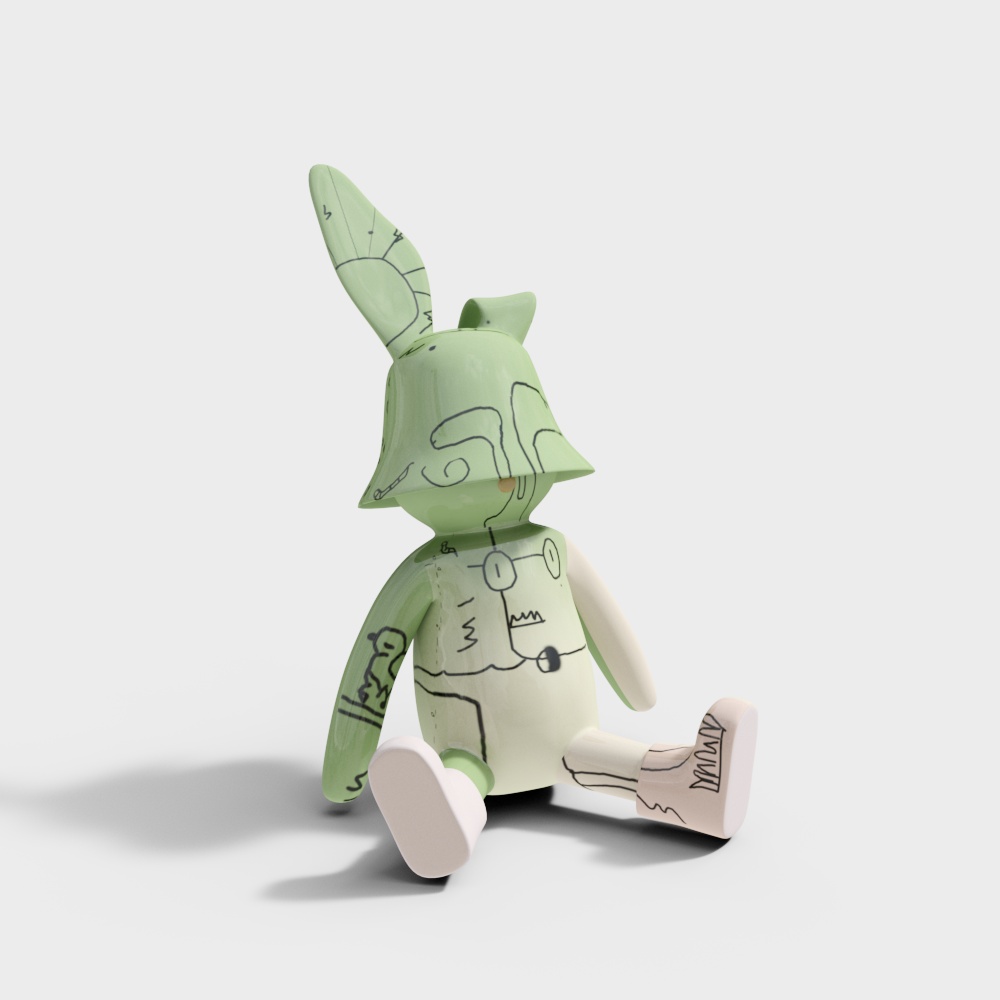 Graffiti Bunny 3D model - Unique Low-poly Design