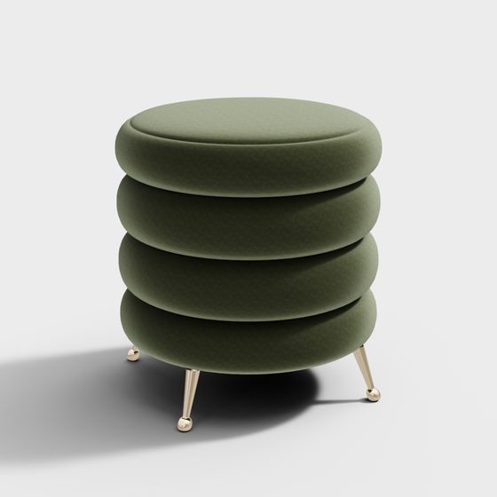 Stylish Round Ottoman 3D model for Modern Interiors