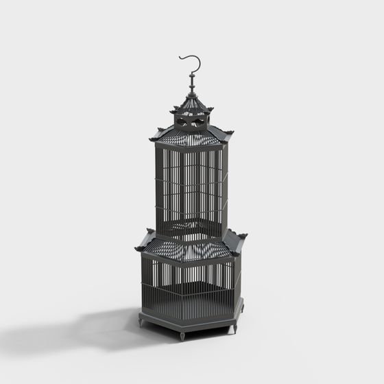 Oriental Elegance Birdcage 3D model