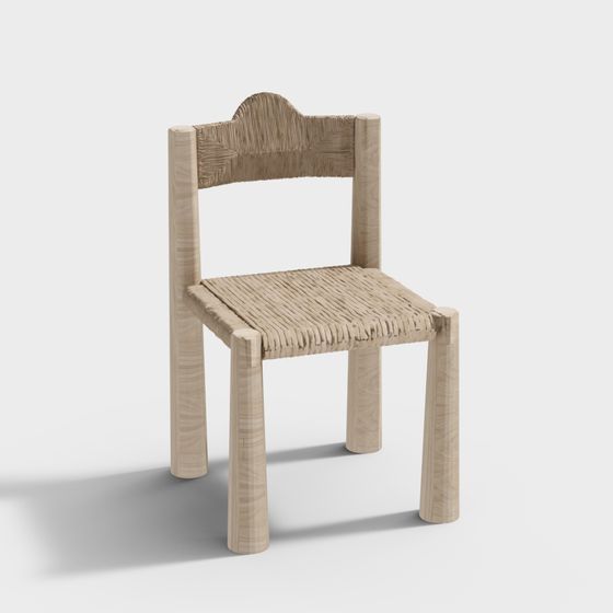 Charming Wooden Chair 3D model for Serene Countryside