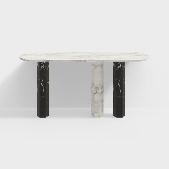 Stylish Marble Dining Table 3D model for Modern Interiors