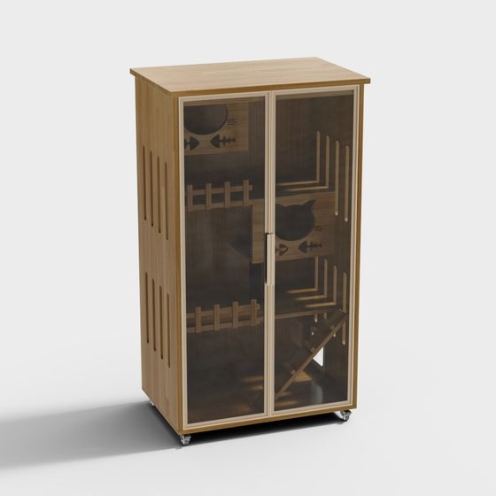 Charming Wooden Display Cabinet 3D model