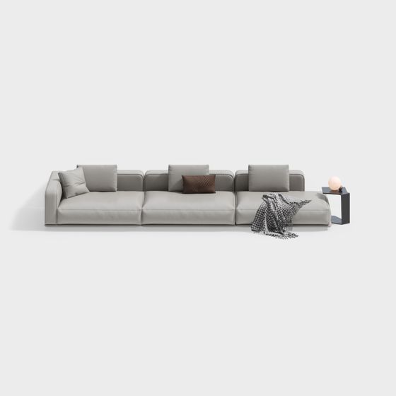 Modern Three-Seat Leather Sofa
