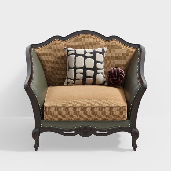 Retro Sofa 3D Model with Elegant Design