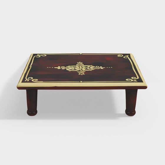 Wooden Small Low Table 3D Model