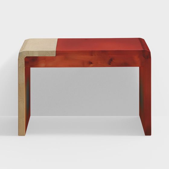 Unique Red Wood Mosaic Table 3D model