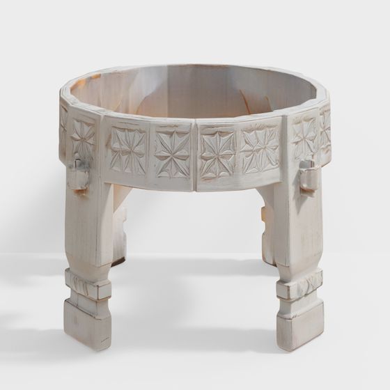 Art Deco Beige Wooden Small Low Table