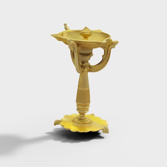 Golden Flower Plate Candle Holder 3D model
