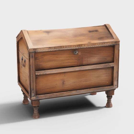 Antique Wooden Box 3D model