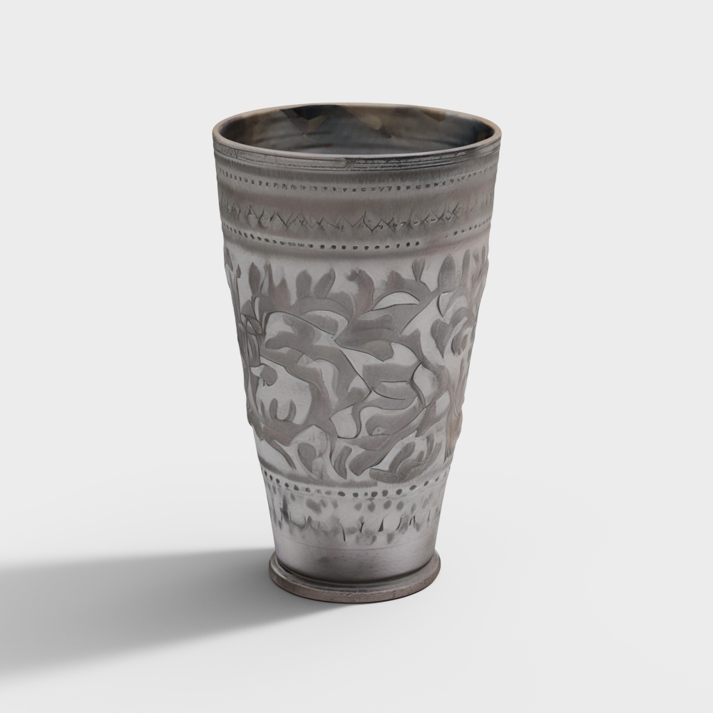 Elegant Silver Vase 3D Model – Detailed Metallic Finish