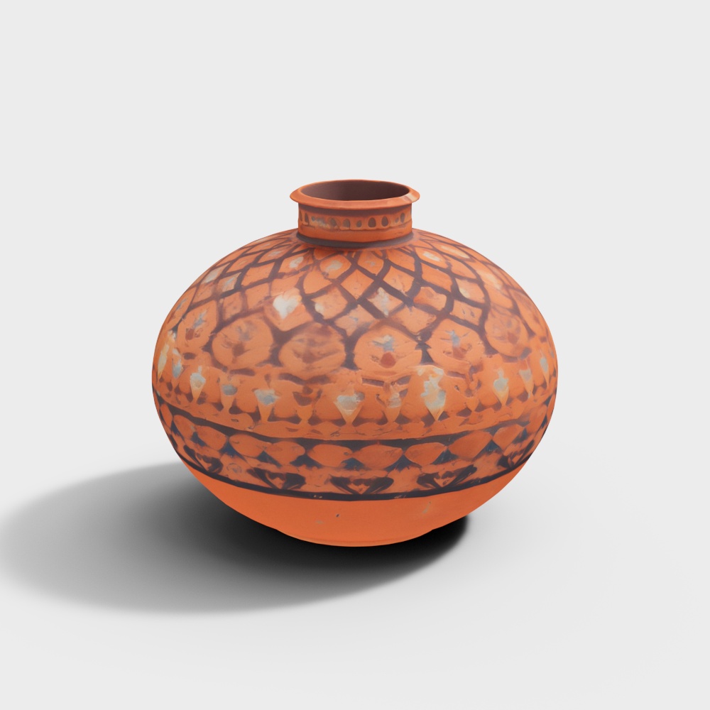 Vibrant Low-Poly Ceramic Jar 3D Model – Colorful Pottery
