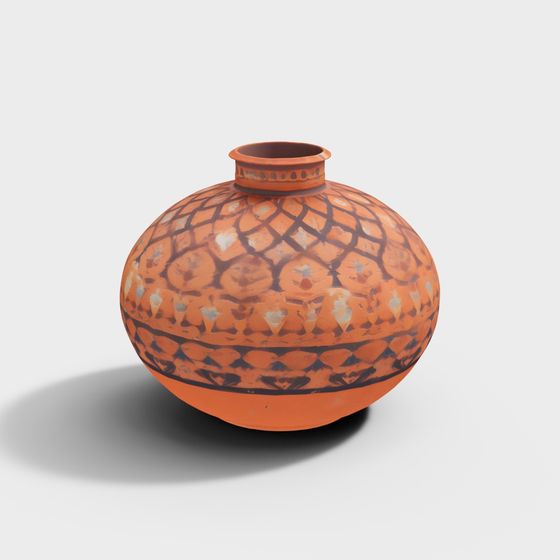 Vibrant Low-Poly Ceramic Jar 3D model