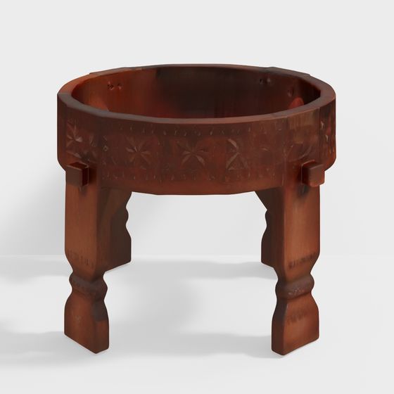 Elegant Low-Poly Wooden Planter Stand 3D model