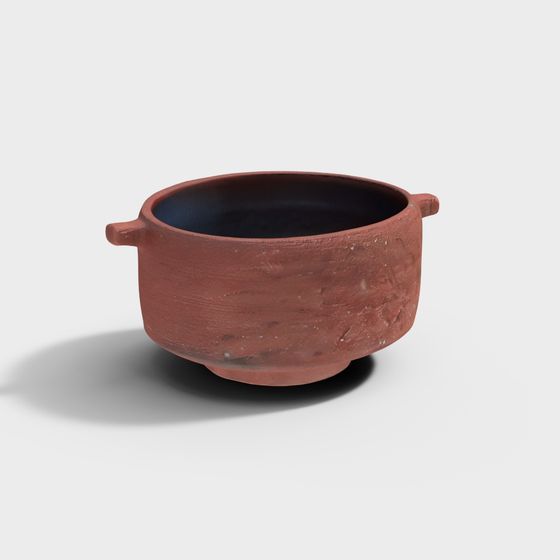 Stylish Round Ceramic Bowl 3D Model in Brown