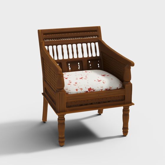 Retro Wooden Armchair 3D model