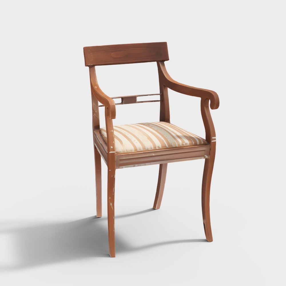 Vintage-Modern Fusion Chair 3D Model – Wooden Frame Design