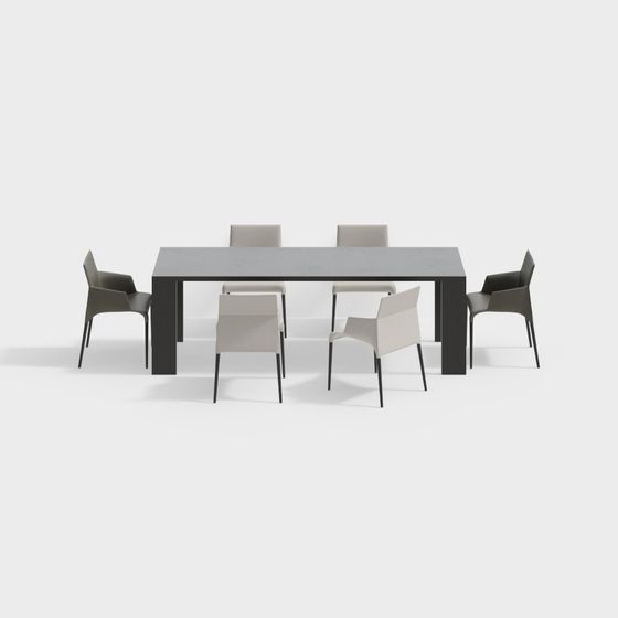 Urban Dining Table and Chairs Set 3D model