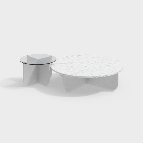 Streamlined Marble Coffee Table 3D model