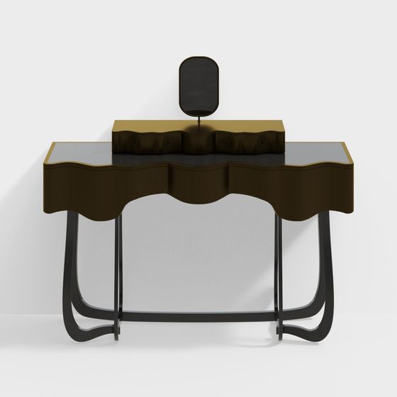 Sleek Vanity Table 3D model with Retro-Modern Design
