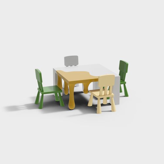 Children's Table and Chair Set 3D model