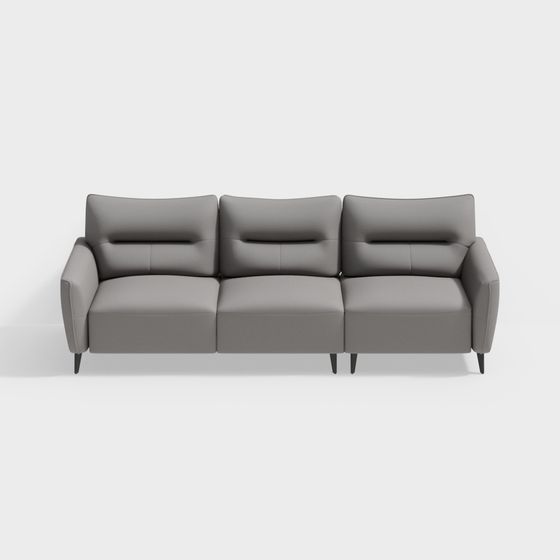 Contemporary Low-Poly Gray Sofa 3D model
