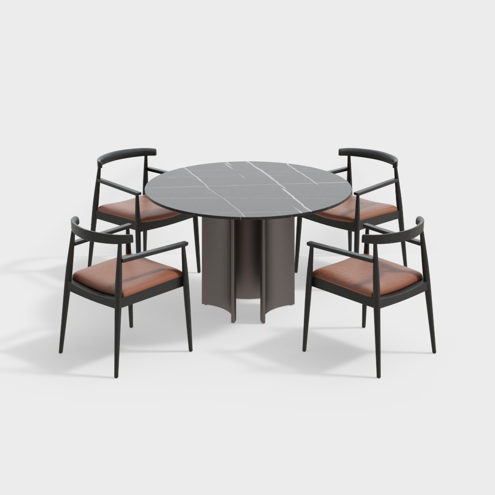 Modern Minimalist Dining Table and Chairs 3D model