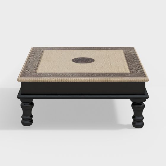 Square Carved Low Table 3D Model