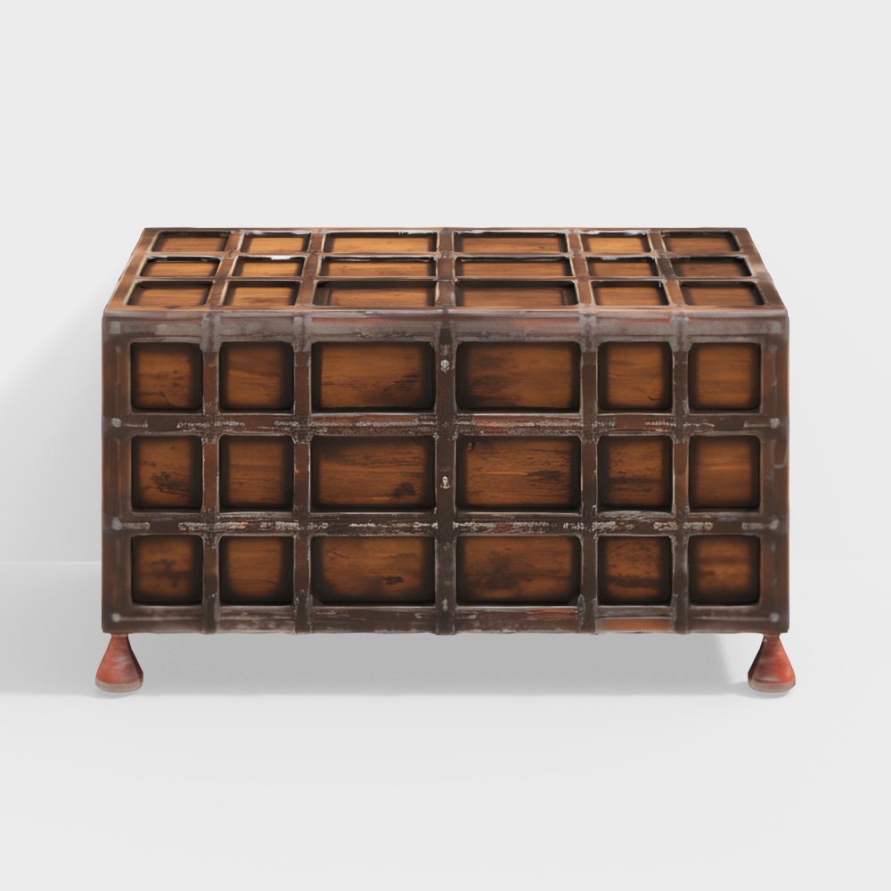Vintage Storage Cabinet 3D Model – Retro Wood Design
