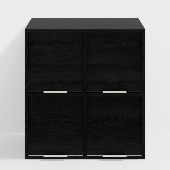 Чёрный многофункциональный шкаф из белого ясеня с 4 секциями