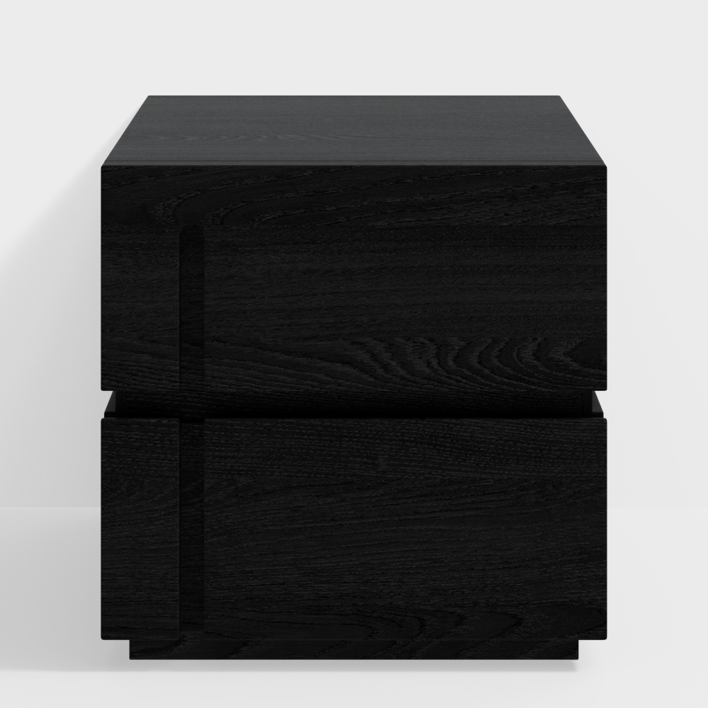 白蠟木現代黑色床頭櫃