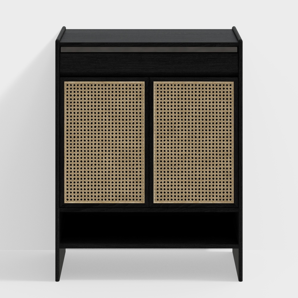 Weißer Eschen Rattan Stil Breites Schuhregal