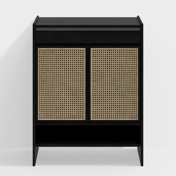 Weißer Eschen Rattan Stil Breites Schuhregal