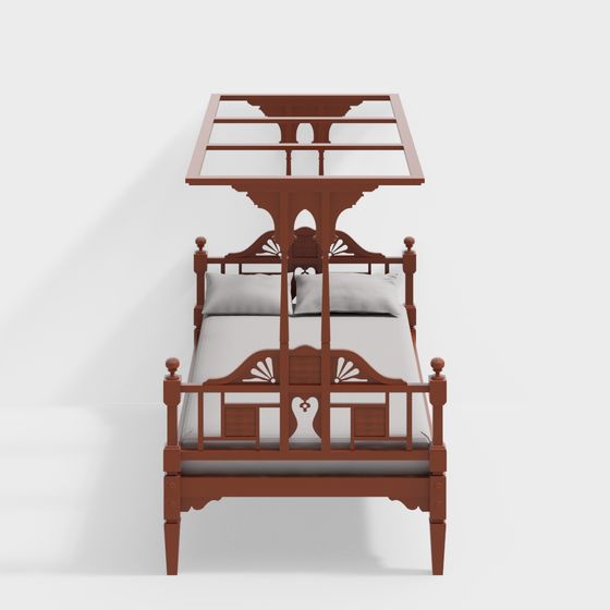 Elegant Vintage Bed 3D model for Modern Spaces