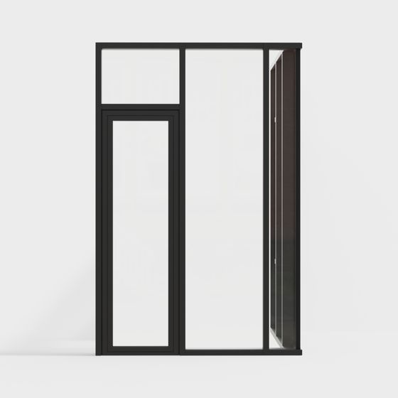 Stylish Industrial Glass Door 3D model